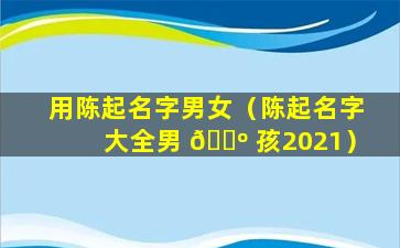 用陈起名字男女（陈起名字大全男 🌺 孩2021）